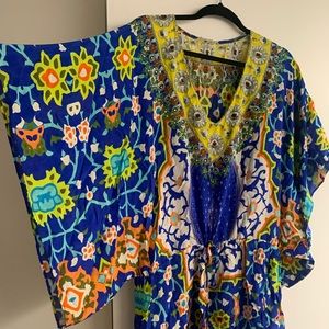 Camilla Multicolor Embellished Silk Caftan Dress
